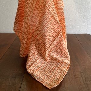 Vintage Cotton Orange & Cream Scarf from India